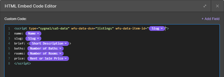 HTML Embed example setup